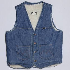 Vintage Maverick Sherpa Biker Denim Jean Vest